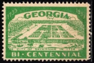 1933 US Poster Stamp George Bi-Centennial General Oglethorpe Unused