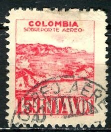 Colombia; 1945: Sc. # C136: Used Single Stamp
