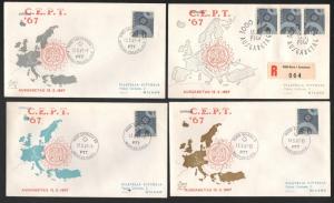 ZG-A186 SWITZERLAND - Europa Cept, 1967 Strip Of 3, 4 Different Fdc Covers