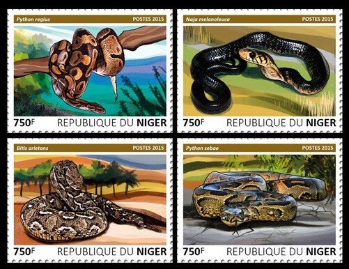 NIGER - 2015 - Snakes - Perf 4v Set - Mint Never Hinged