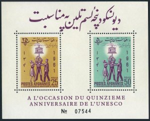 Afghanistan 559a,561a sheets,as hinged.Michel Bl.20A-21A. UNESCO,15th Ann.1962.