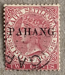 Pahang scarce narrow N variety on 1889 first issue.  Scott 1, SG 1