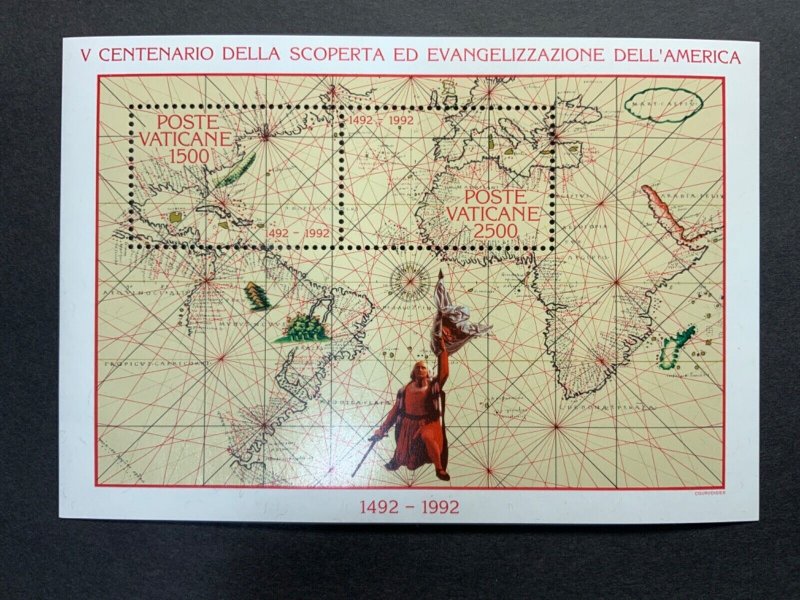 Vatican City MNH Souvenir Sheet #903 maps, Columbus,