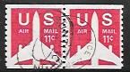 US #C82 Airmail  Coil Pair used.  Silhouette of Jet Airliner