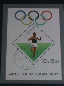 POLAND 1968- SC# B113  19TH OLYMPIC GAMES MEXICO'67 CTO S/S SHEET VERY FINE