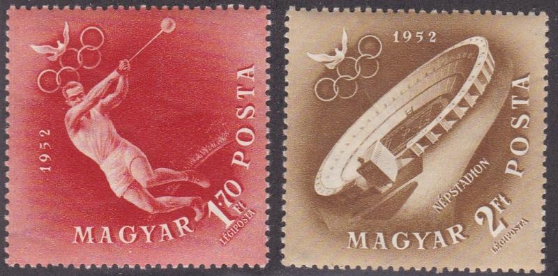 Hungary # C107-108, Helsinki Olympics, NH, 1/2 Cat.