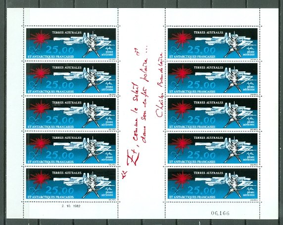 FRENCH  SOUTH ANTARCTIC #C77 UNFOLDED SHEET of 10...MNH...$100.00