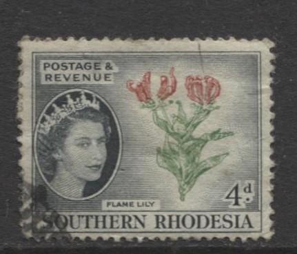 Southern Rhodesia- Scott 85 - QEII Definitives - 1953 - Used - Single 4d Stamp