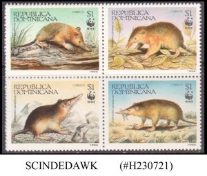 DOMINICA - 1994 WWF / SOLENODON PARADOXUS - BLOCK OF 4 - SE-TENANT MNH