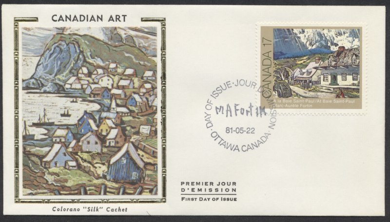 1981 #887-889 Set of 3 Canadian Painters FDCs, Colorano Silk Cachets