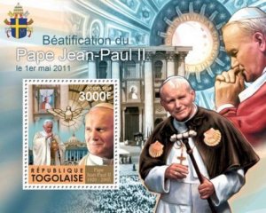 Togo - 2011 Pope John Paul II Beatification -  Stamp S/S 20H-237