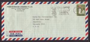 Singapore to Janesville,WI 1973 Airmail Cover Number Ten Size