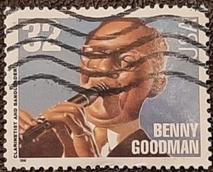 US Scott # 3099; used 32c Benny Goodman from 1996; VF centering; off paper