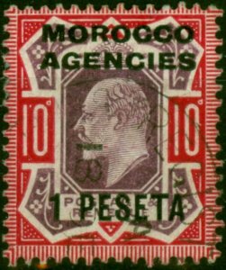 Morocco Agencies 1907 1p on 10d Dull Purple & Carmine SG120 Fine Used