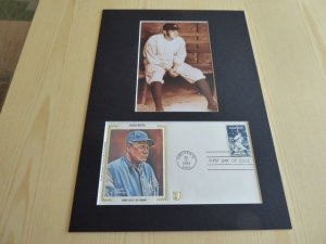 Babe Ruth Baseball USA FDC Cover and mounted photograph mount size A4