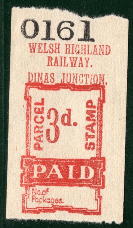 GB Wales WELSH HIGHLAND RAILWAY Parcel Stamp 3d DINAS JUNCTION Station MNG PIW74