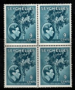 SEYCHELLES SG138a 1941 9c GREY-BLUE BLOCK OF 4 MNH 