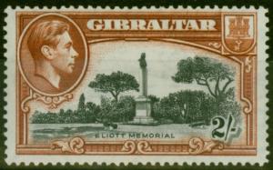 Gibraltar 1938 2s Black & Brown SG128 P.14 Fine & Fresh Mtd Mint