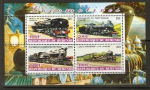 BURUNDI 2011 LOCOMOTIVES(4) MNH