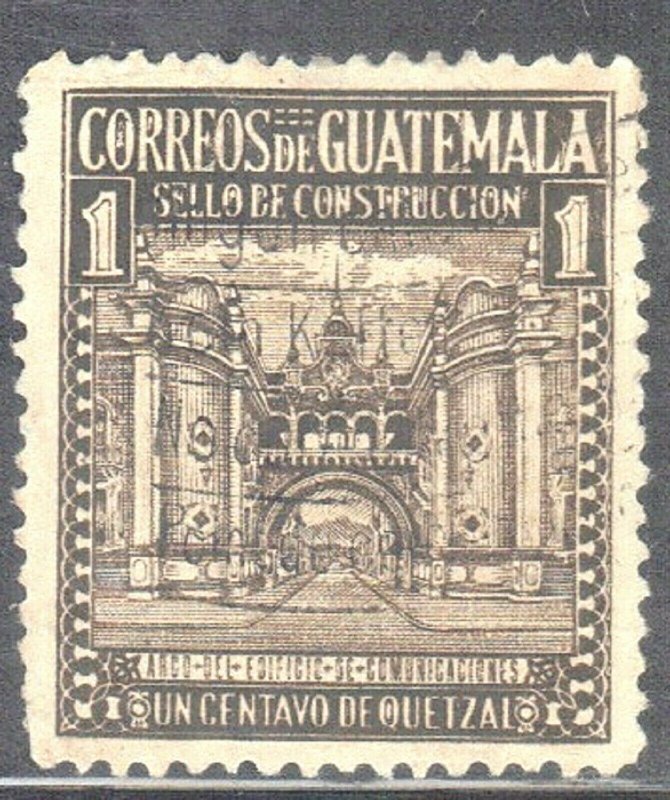 GUATEMALA SC #RA19 **USED** 1c 1942  ARCH OF COMMUNICATIONS BUILDING  SEE SCAN