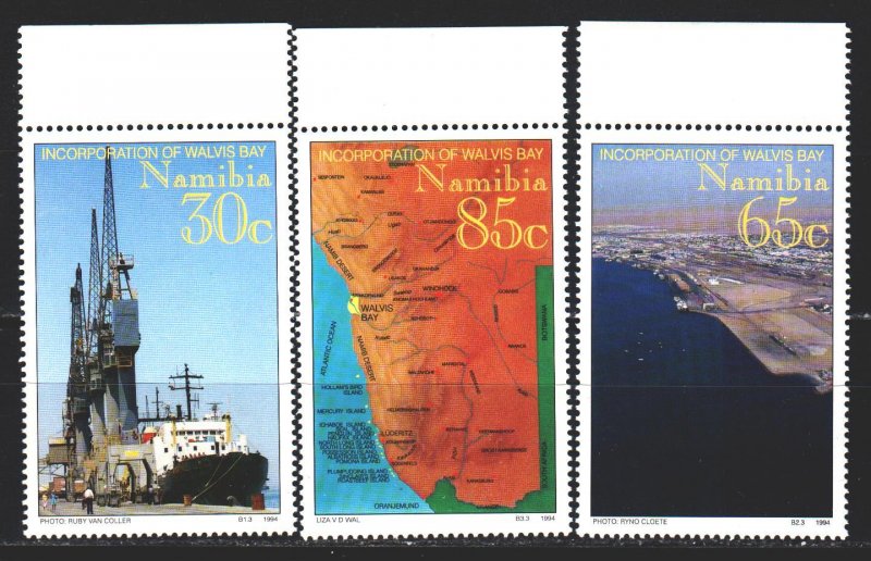 Namibia. 1994. 768-70. Port, ship, map of Namibia. MNH.