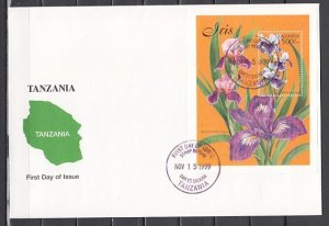 Tanzania, Scott cat. 2026. Iris Flower s/sheet. First day cover. ^