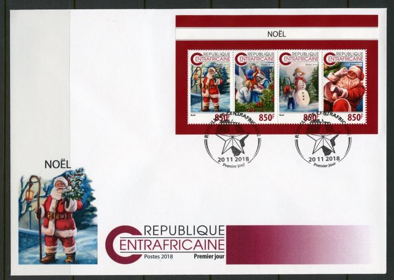 CENTRAL AFRICA 2018 CHRISTMAS SHEET FIRST DAY COVER