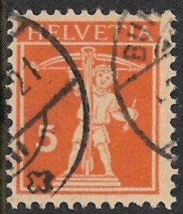 SWITZERLAND 1911-30 5c WILLIAM TELL'S SON Sc 158 VFU