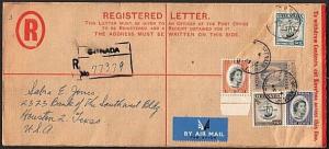 GRENADA 1965 GVI registered envelope uprated used to USA...................77670