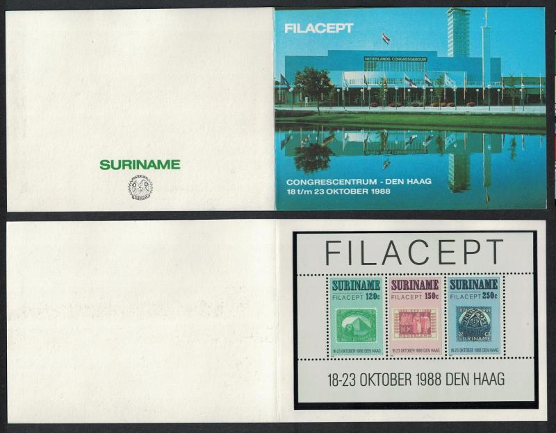 Suriname 'Filacept' International Stamp Exhibition The Hague MS Exhibition Pack