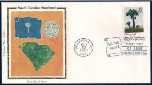 UNITED STATES FDC 25¢ South Carolina Statehood 1988 Colorano