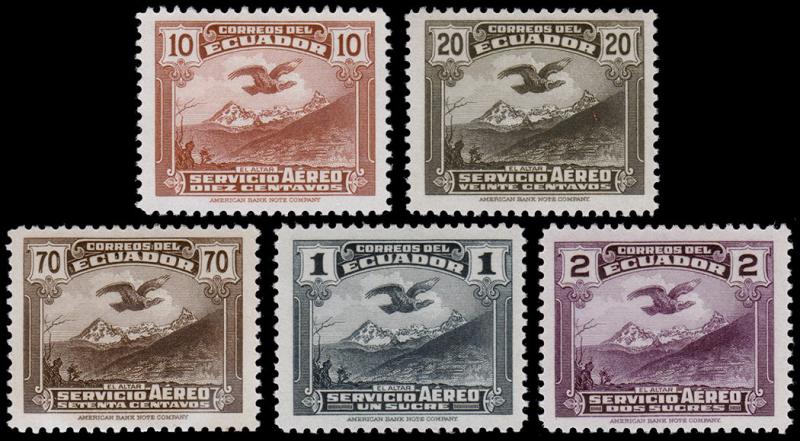 Ecuador Scott C51-C52, C54-C56 (1937) Mint LH VF, CV $58.50 B