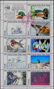 JDS-X FIRST U.S 1992 FEDERAL JUNIOR DUCK Forerunner Sheet First Day Cancel-RARE