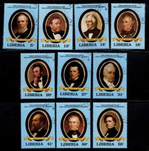 LIBERIA Scott 912-921 Used CTO  US President stamp set 1981