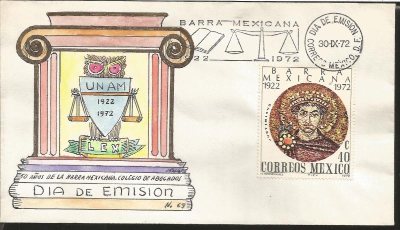 J) 1972 MEXICO, 50 YEARS OF THE MEXICAN BAR, SCHOOL OF LAWYERS,, EMPEROR JUSTINI