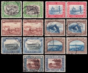 South West Africa Scott 108a -- 115b (1931-37) Used G-F, CV $5.80 Q