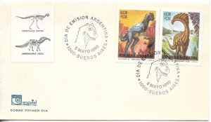 ARGENTINA 1992 DINOSAURS PREHISTORIC FAUNA FDC FIRST DAY COVER