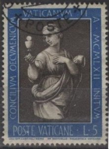 Vatican City 345 (used) 5L Ecumenical Council, “Faith” by Raphael (1962)