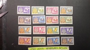 Netherlands Antilles 1946 Airmail Semi-Post. Scott# CB21-CB36 VLH complete (16)