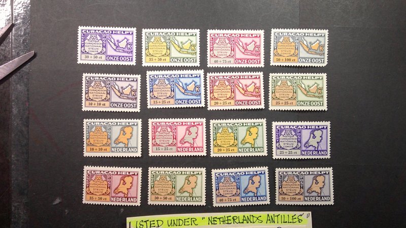 Netherlands Antilles 1946 Airmail Semi-Post. Scott# CB21-CB36 VLH complete (16)