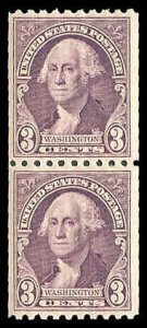 PCBstamps   US # 722 Coil Pair 3c Washington, pf 10 hort., MNH, (6)