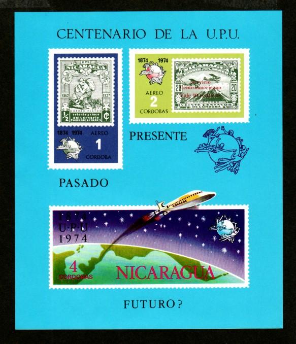 Nicaragua Sc# C855D, UPU - 100th Anniv. Imperf. S/s MNH