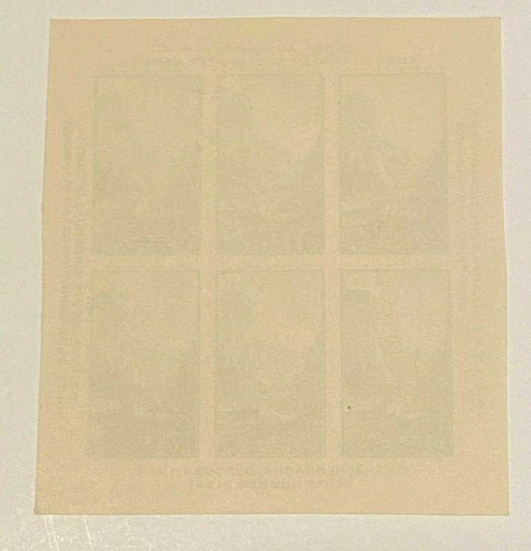 US Scott #769 Yosemite 1¢ (1935) Farley Souvenir Sheet of 6 MNH IMPERFNGAI