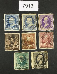 MOMEN: US STAMPS # 219//228 USED LOT #B 7913