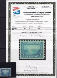 #403 Mint NH, XF, PSE cert #01401216 (SMQ 85 - $500) (CV $400 - ID46132) - Jo...