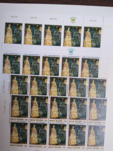 large item UN NY 347-8, Geneva 101, Vienna 20 MNH blocks of 10 CV $22