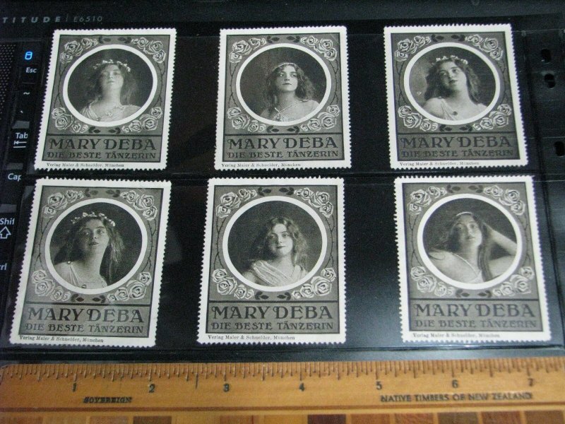 Mary Deba Portraits French Dancer Belle Époque Poster Stamps Set of 6 See Pics