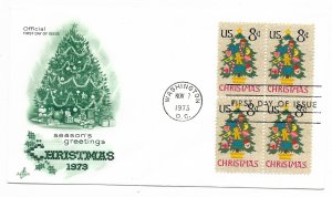 US 1508 8c Christmas Tree blk 4 on FDC Artcraft Cachet Unaddressed ECV $10.00