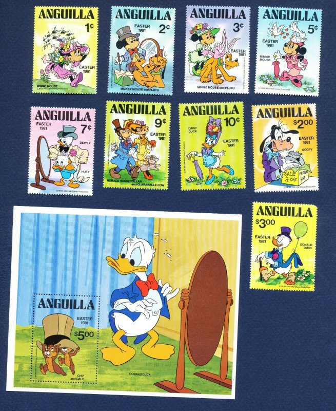 ANGUILLA - # 434-443 - VFMNH set & S/S - Easter 1981