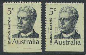 Australia  Sc# 450  Edmund Barton  1969 Used x2  Booklet stamps see details 